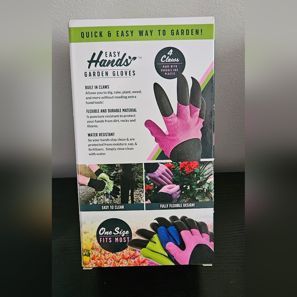 3 Pairs of Garden Gloves with Claws-Blue, Pink, Green